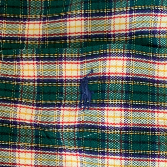 Ralph Lauren Mens SZ M Green Plaid Cotton Button Down “Big Shirt” - Picture 8 of 11